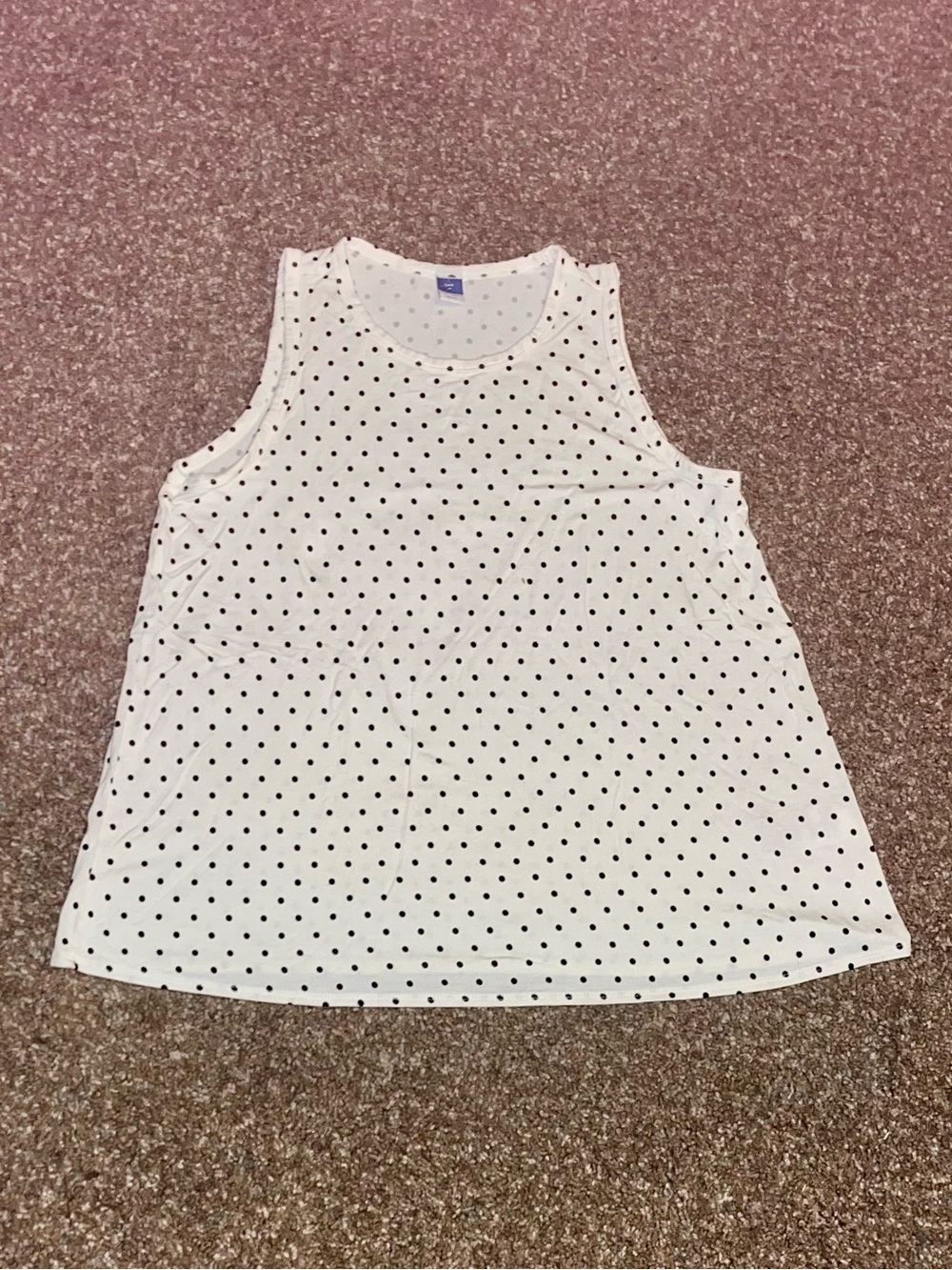 Old Navy Luxe White Polka Dot High Neck Swing Tank Top M NWOT